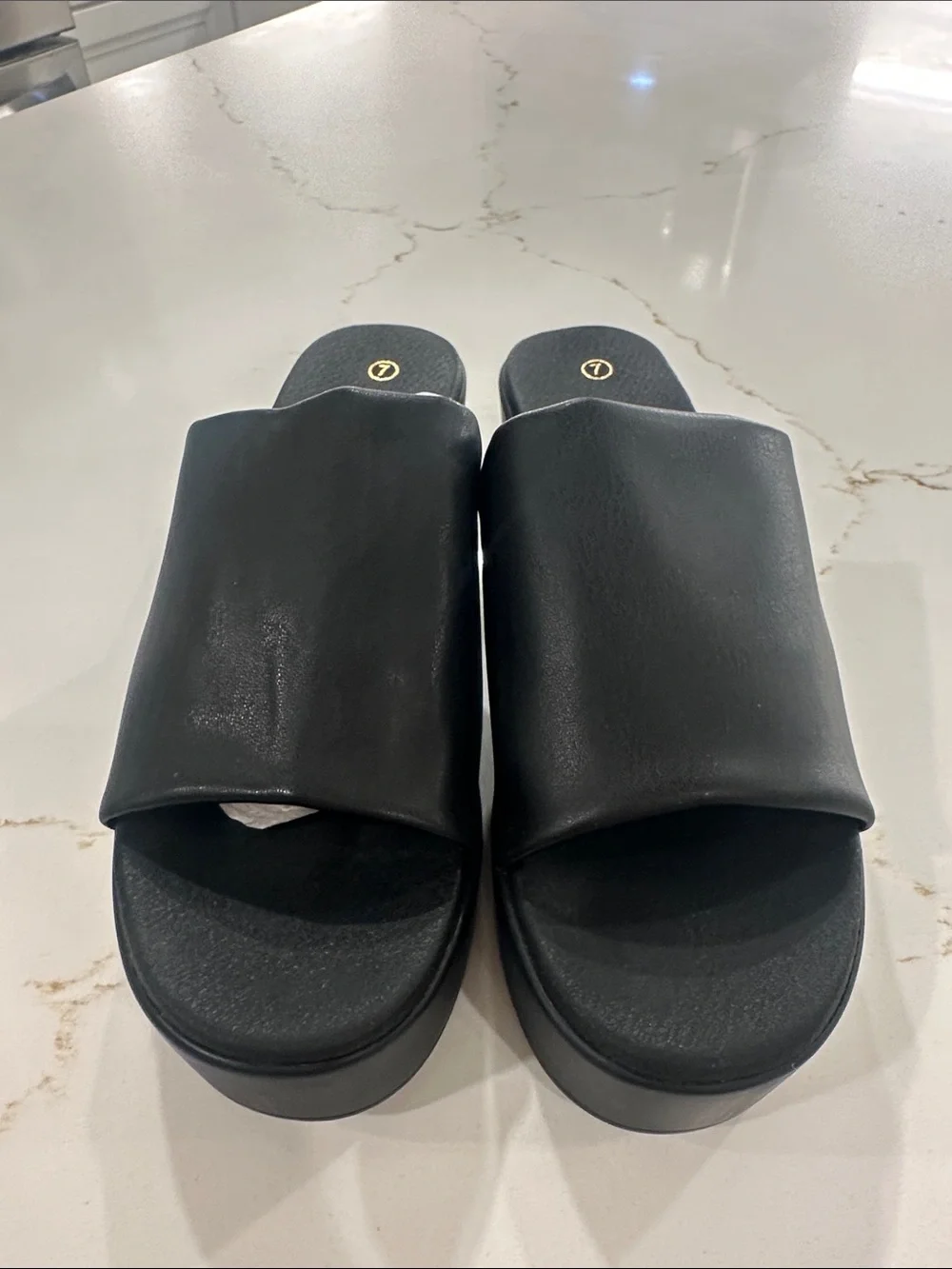 Black Platform Slide Sandals - Unbranded